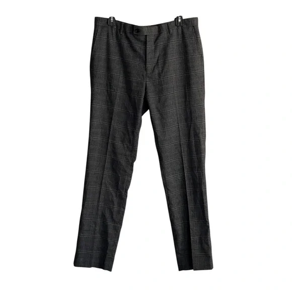 Paisley & Gray Dress Pants Mens 35/30 Brown Glen Plaid Slim Fit Office Career - Picture 1 of 5